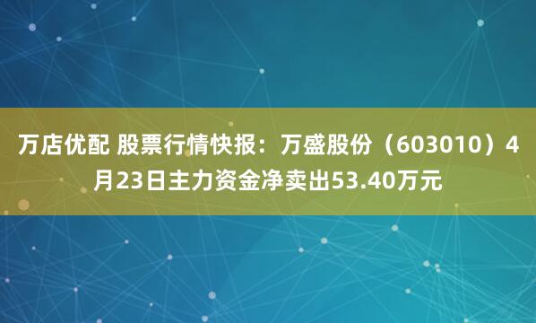 万店优配 股票行情快报：万盛股份（603010）4月23日主力资金净卖出53.40万元